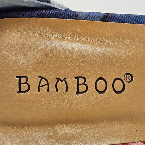 Blue Floral Bamboo Influencer Wrapped Block‎ Heel Ankle Strap Sandal Size 8 - Picture 9 of 9